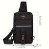 A black men's multi-compartment nylon crossbody sling bag shown from the back.