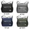 A set of five men's business crossbody bags in black, gray, blue, and green.