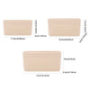 A set of beige felt bag inserts and organizers for handbags shown in various sizes.