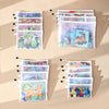 Clear mesh zipper pouches for storing various items like toys and crafts.