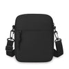 Sac bandoulière noir unisexe avec sangles réglables et compartiment zippé.