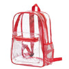 A clear transparent red PVC backpack for kids and students.