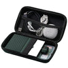 A black durable waterproof cable organizer pouch with multiple compartments for storing and protecting cables and accessories