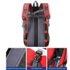 Red and black hiking backpack with breathable sponge shoulder straps and safety buckles