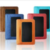 A collection of five slim PU leather mini wallets in various colors including brown, blue, pink, and teal.