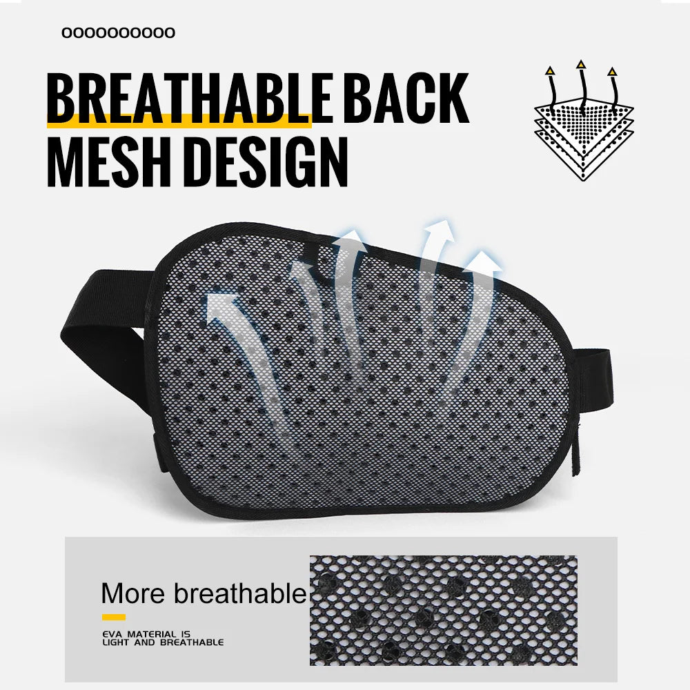 Black breathable mesh design of a waterproof adjustable sports fanny pack