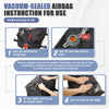 Instruction guide showing four steps to use a vacuum-sealed airbag for air expulsion.