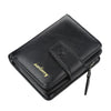 Black vintage PU leather men's card holder wallet with a stitched detail and a gold logo.