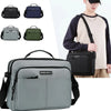 A gray professional waterproof business briefcase shown in various colors and angles, carried by a man.