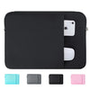 A black universal laptop sleeve case shown with various colored protective sleeves.