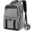 A gray insulated lunch and picnic backpack with black accents and a black strap.