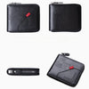 Black PU leather zipper wallet with a leather cover and embossed initials