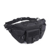 Black tactical waist pack or belt bag made of durable nylon for outdoor use
