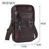 A dark brown vintage cowhide leather crossbody bag with a flap and strap shown from the side.