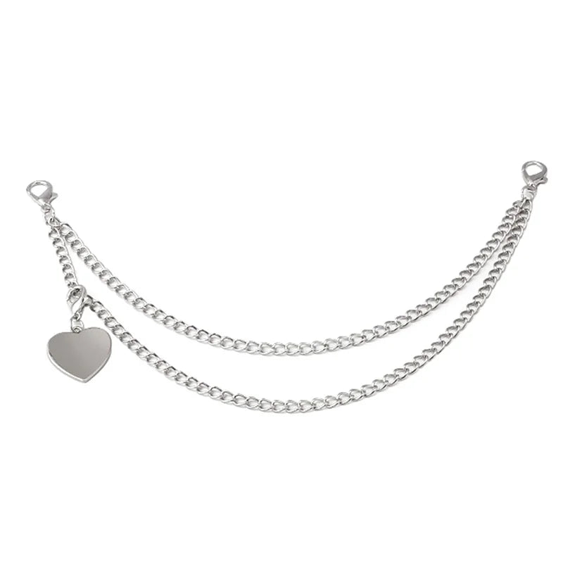 Silver multi-layer chain strap with heart pendants for bags