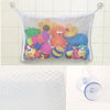 Bolsa de malla para almacenar juguetes de baño y anillos de silicona para organizar artículos infantiles.
