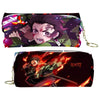 A pair of Demon Slayer themed PU leather pencil cases featuring artwork from the series.