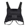 Black tactical chest bag with MOLLE webbing and a flag patch