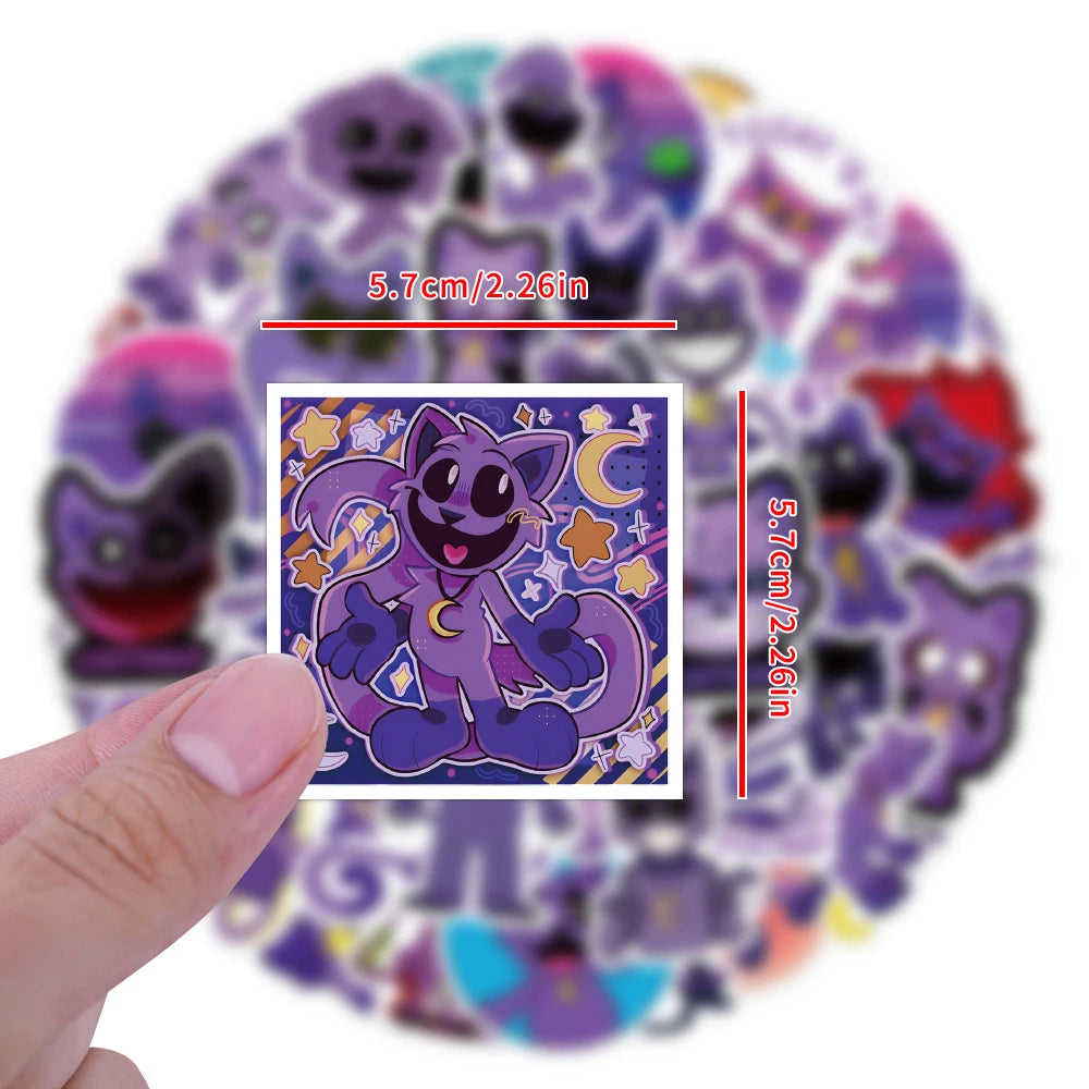A hand holds a circular sticker pack featuring various smiling Critters characters on a purple background.