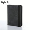 A black passport holder with a leather-like finish and a zipper closure is shown.