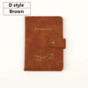 Brown D style passport cover made of premium PU leather with embossed text and a crocodile design.