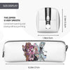 White elegant leather pencil case featuring illustrations of magical girls