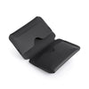 Black magnetic foldable ID card holder and coin purse shown open