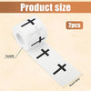 Two rolls of white athletic wristbands with black crosses shown on a light background.
