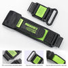 A black nylon sport strap with a lime green accent and buckle for a Garmin watch.