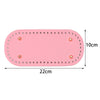 Pink oval PU leather bag base with pre-punched holes for crochet and knitting