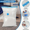 White reusable vacuum compression storage bags with double zipper seals, triple seal turbo valves, and hand or electric pumps