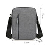 A gray durable waterproof crossbody bag shown with dimensions of 22cm by 17cm.