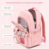 Pinkes Multi-Taschen-Rucksack für Schulmaterial mit Haupt-, Sekundär- und kleiner Reißverschlusstasche