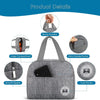 Gray insulated canvas lunch bag with sturdy handles, large compartment, smooth zippers, and a cute panda design.