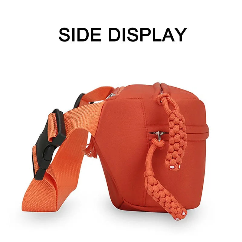 Orange anti-theft waist pack shown from the side display angle.