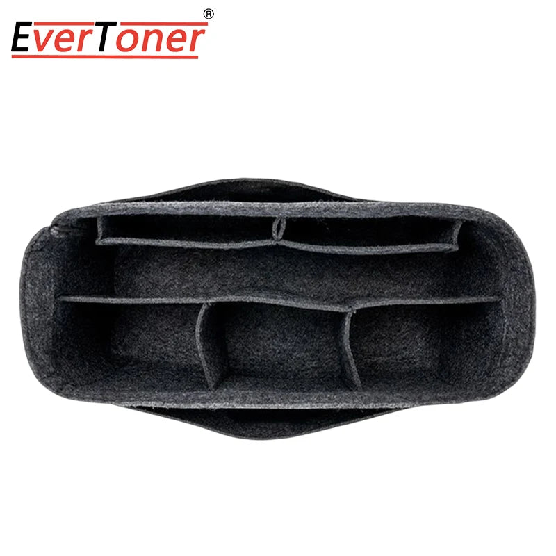 Black felt bag organizer insert with multiple compartments for organizing tote handbags