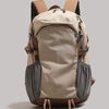 A beige and gray durable 80L waterproof hiking backpack shown from the back.