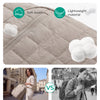 A beige plush light comfort laptop backpack shown with features like soft touch and lightweight material.