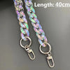 Iridescent acrylic chunky chain strap with silver clasps, measuring 40cm long.