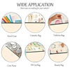 A collection of various bags and pouches including a pencil case, cosmetic bag, toiletries bag, coin purse, DIY gift bag, and