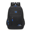 Black men's large capacity waterproof casual backpack with a laptop compartment