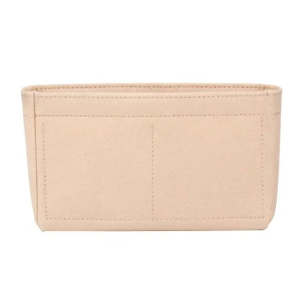 A light beige felt handbag organizer insert with a rectangular shape.