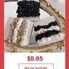 A close-up of a bohemian layered bag chain featuring black and white ruffled fabric for handbags.