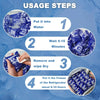 Instructions showing four steps to use a reusable leakproof ice pack for food preservation.