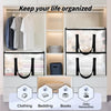 White storage cabinet displaying clear plastic bins for clothing, bedding, books, and daily necessities.
