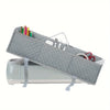A gray protective cover for a Cricut Maker, featuring a quilted design and holding colored pens.