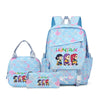 A light blue and pink multi-compartment casual backpack featuring characters from the Hunter x Hunter anime.