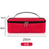 A red insulated mini lunch bag with a black zipper and carrying handle.
