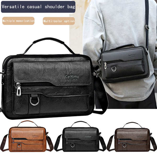 A collection of retro faux leather crossbody bags in black and brown colors shown against a light gray background.