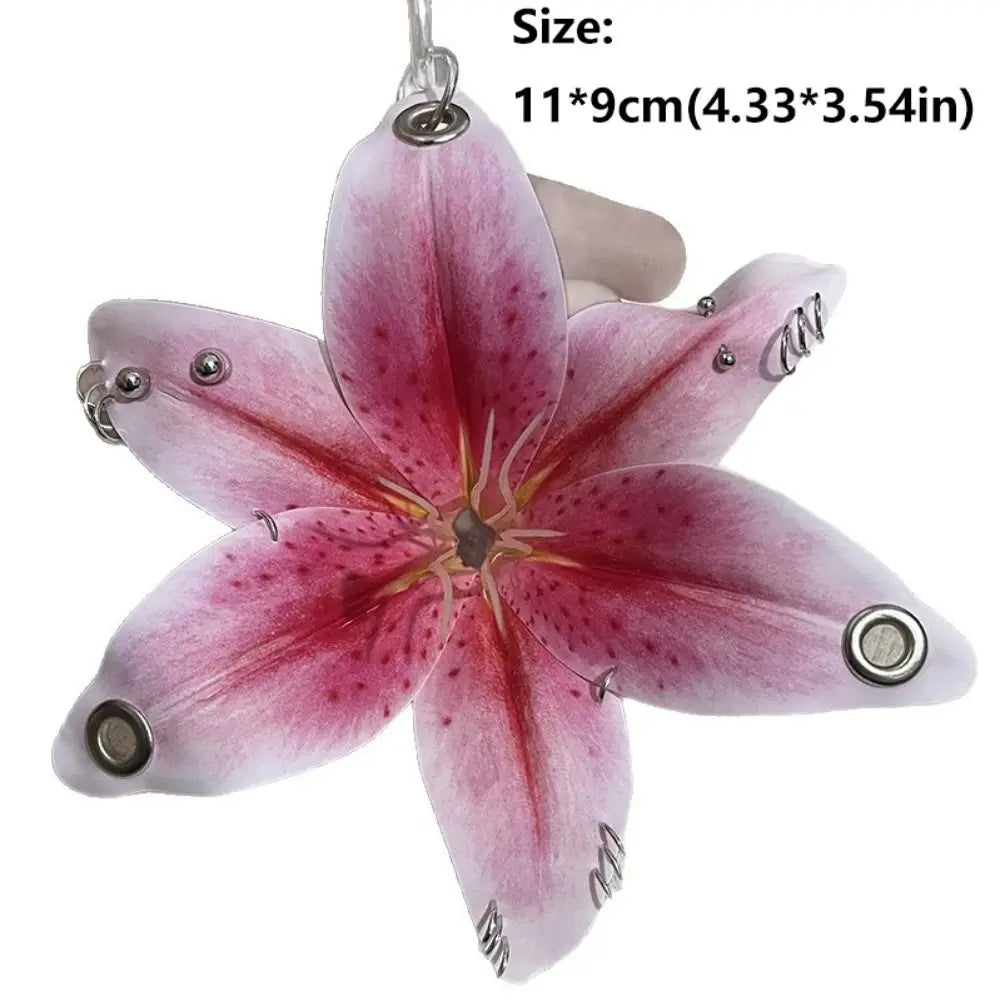 Realistic pink orchid flower keychain with 11x9cm dimensions